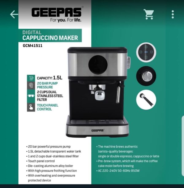 اسپرسوساز جیپاس مدل Geepas GCM41511