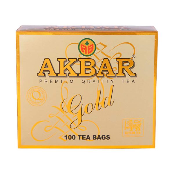 چای کیسه ای اکبر مدل طلایی بسته 100 عددی
